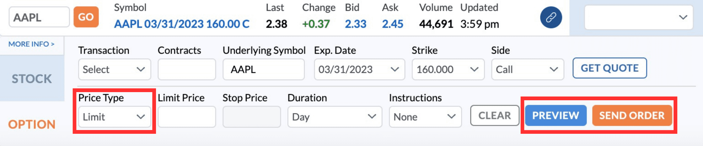 Limit Orders for Options - Firstrade - Step 4, 5, 6